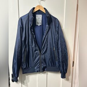 Notting Hill Navy metallic Blue Zip-Up light weight coat Jacket rolled hood